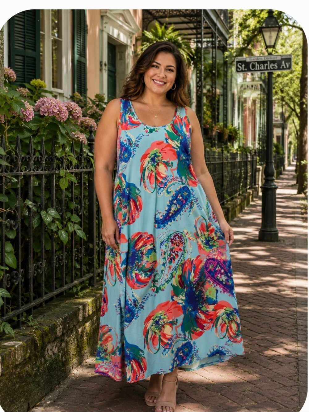 Elementz Woman, 3X dress, plus size dress, blue dress, abstract